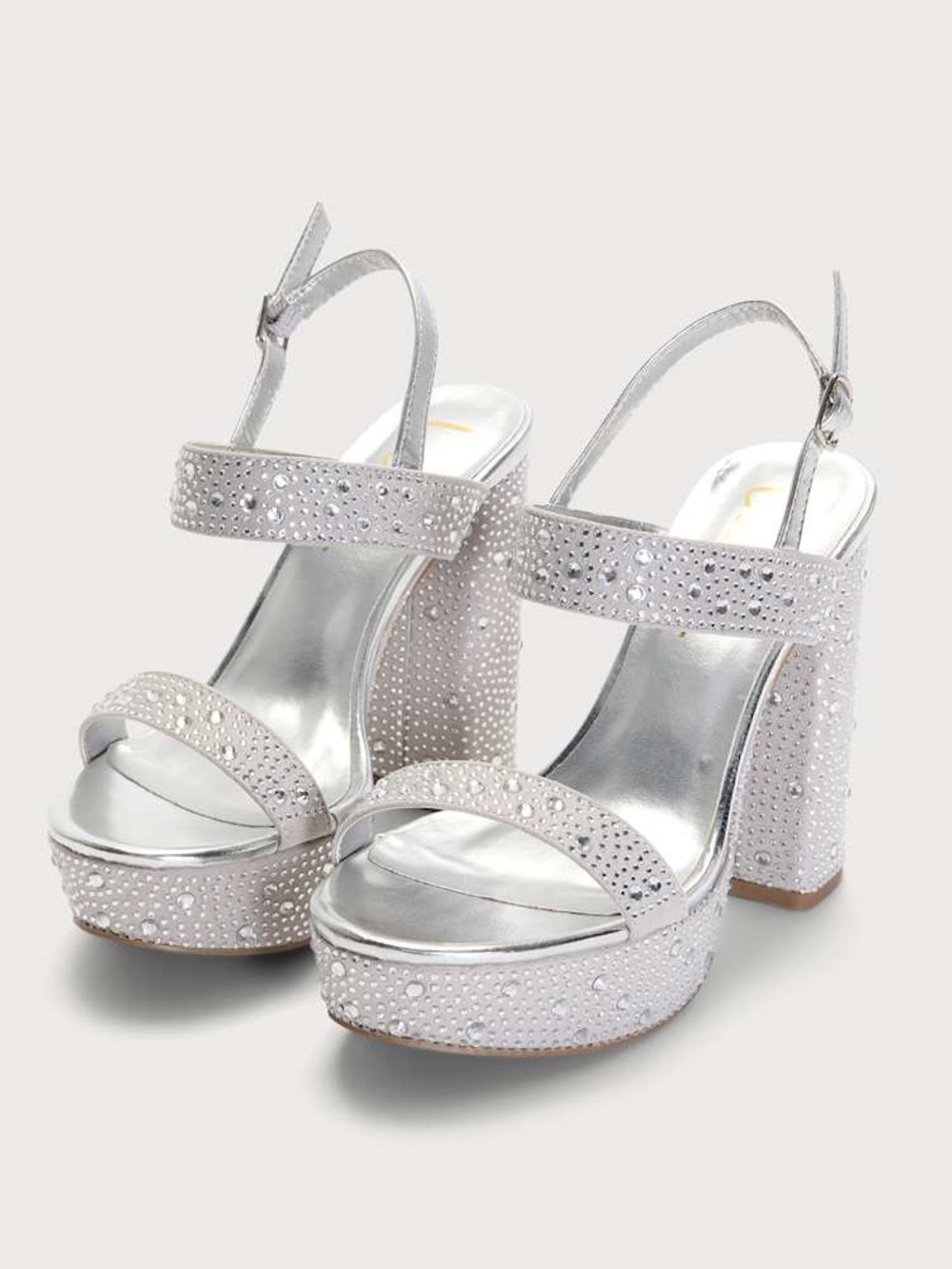 New in Box NWT Lulus Acee Silver Rhinestone Platform Heels 👠 Size 9